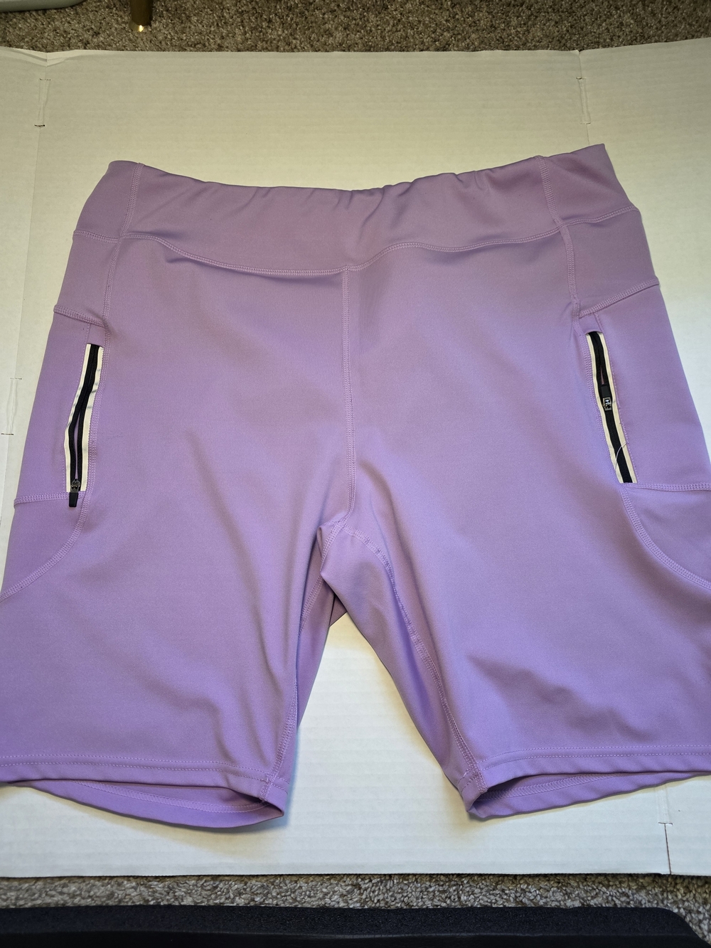 Lavender-Purple Athletic Shorts with Zip Pockets